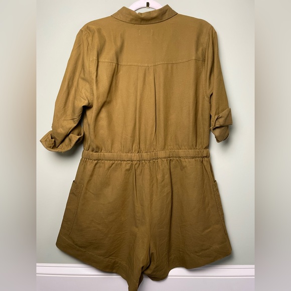 Like New Old Navy Cotton Rompe Adjustable Waist 6” Inseam Brown/Green Plus 1X - Picture 3 of 13